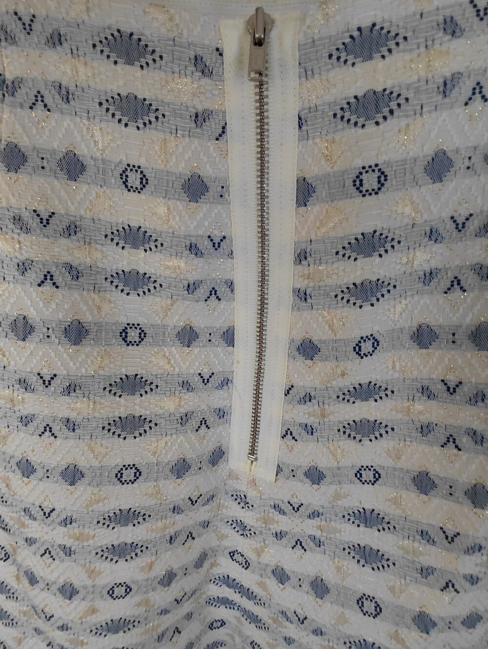 Woven Blue & White Patterned A Line Skirt - Picture 5 of 9